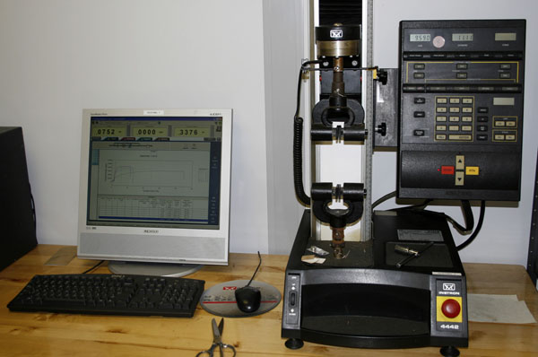 H. Cross Company Small Tensile Tester setup